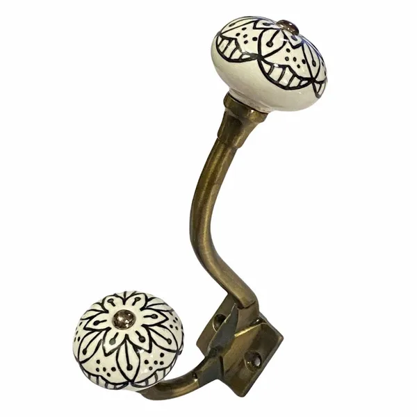 Pack_of_2_Ceramic_Metal_Wall_Hooks_-_Gold_Antique_Finish_(Size_6_Inch,_White_Hand_Painted)_-_()