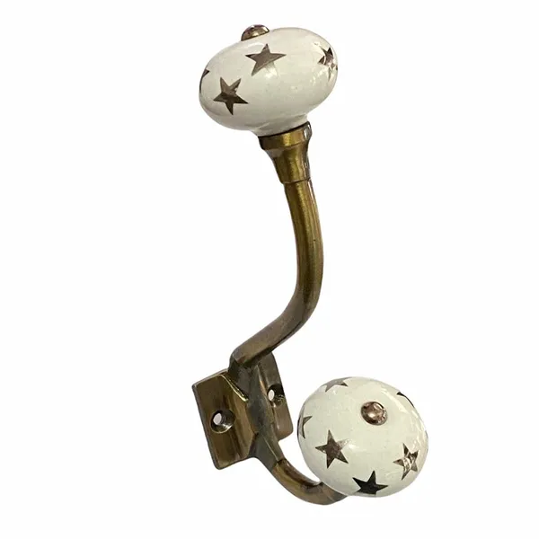 Pack_of_2__(Ceramic_Metal_Wall_Hooks_Hanging_Metal_Hook_Door_Hook_Wall_Mounted_Single_Hook_Hanger_-_Gold_Antique_Finish_(Size_6_Inch,_White_Silver_Star_Painted)
