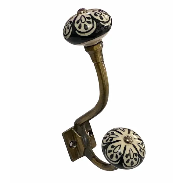 Pack_of_2__(Ceramic_Metal_Wall_Hooks_-_Gold_Antique_Finish_(Size_6_Inch,_White_Hand_Painted)