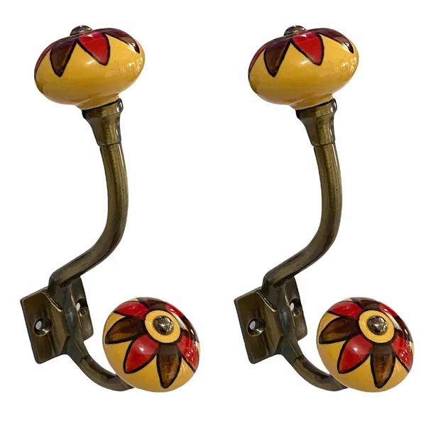 Pack_of_2_Ceramic_Metal_Wall_Hooks_-_Gold_Antique_Finish_(Size_6_Inch,_Yellow_Hand_Painted)_-__()
