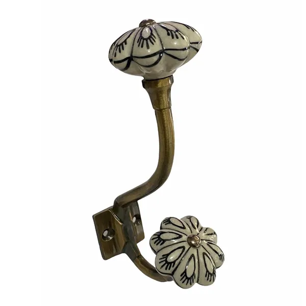 Pack_of_2__(Ceramic_Metal_Wall_Hooks_-_Gold_Antique_Finish_(Size_6_Inch,_White_Hand_Painted)
