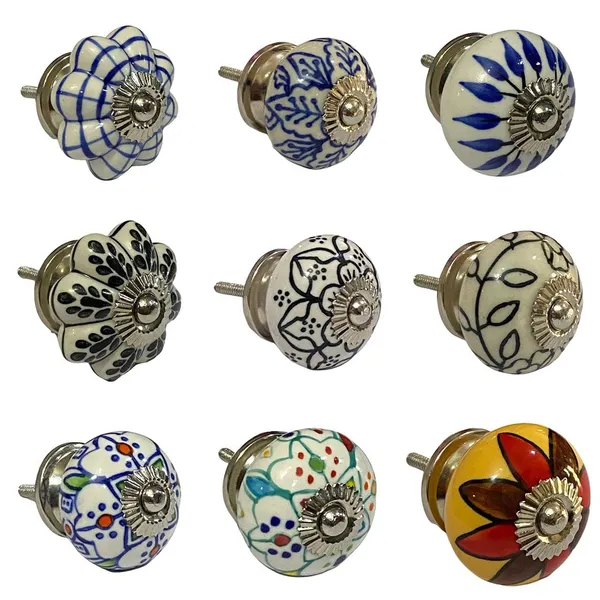 Pack_of_9_White_Ceramic_Door_Knobs_-_Silver_Finish_(Size_1.75_Inch,_)