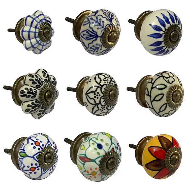 Pack_of_9_White_Ceramic_Door_Knobs_-_Gold_Antique_Finish_(Size_1.75_Inch,_)