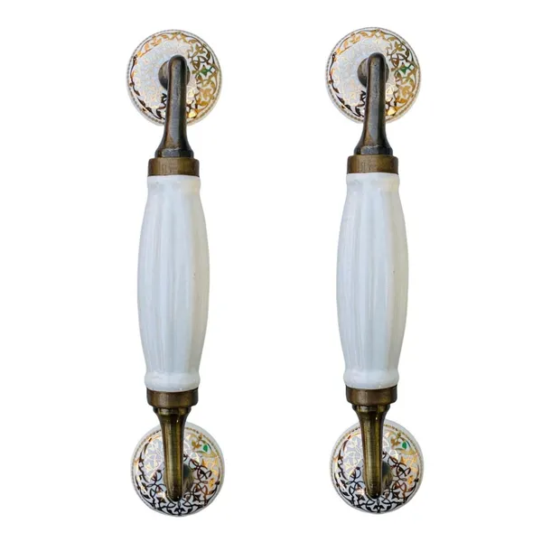 _Ceramic_Door_Handle_Gold_Antique_Finish_-_(Size_8.5_Inch,_White_Golden_Design_6)_-_Hole_To_Hole_6.5_Inch_(Pack_Of_1)