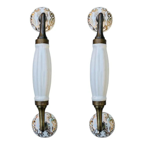 Ceramic_Door_Handle_Gold_Antique_Finish_-_(Size_8.5_Inch,_White_Golden_Design_7)_-_Hole_To_Hole_6.5_Inch_(Pack_Of_1)