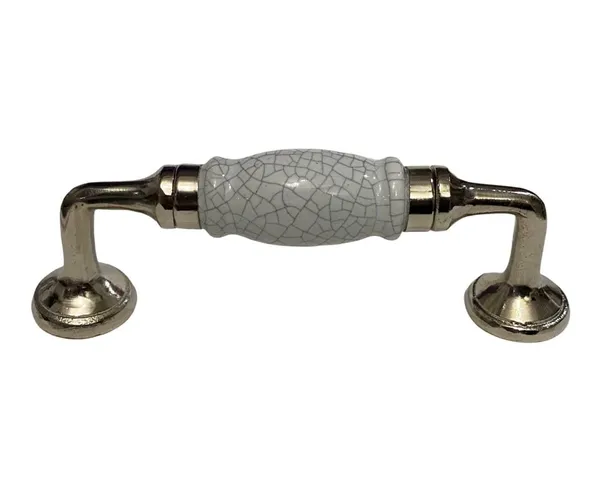 White_Crackle_Ceramic_Door_Handle_Silver_Finish_-_(Size_5_Inch)