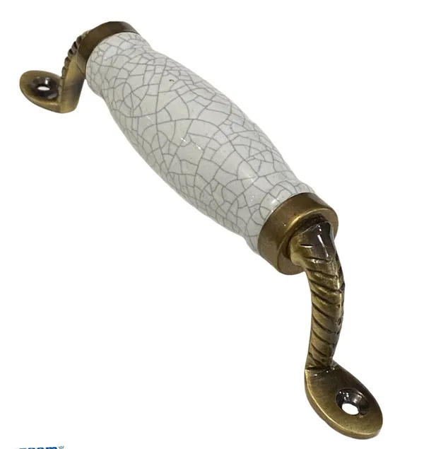 White_Crackle_Ceramic_Door_Handle_Gold_Antique_Finish_-_(Size_6_Inch)