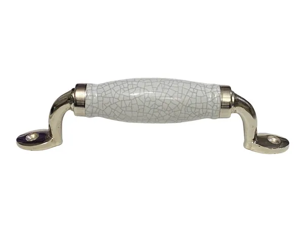 White_Crackle_Ceramic_Door_Handle_Silver_Finish_-_(Size_6_Inch)