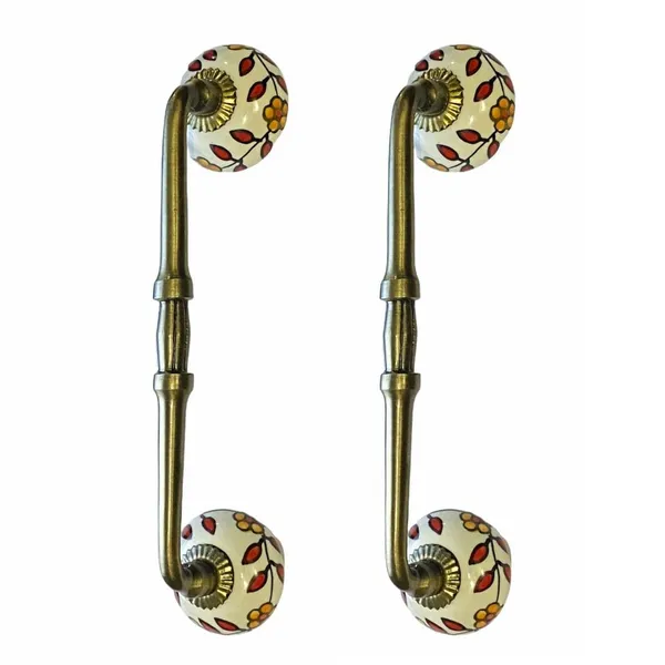 _Ceramic_Door_Handle_Gold_Antique_Finish_-_(Size_8_Inch,_Hand_Painted)_-_Pack_Of_1