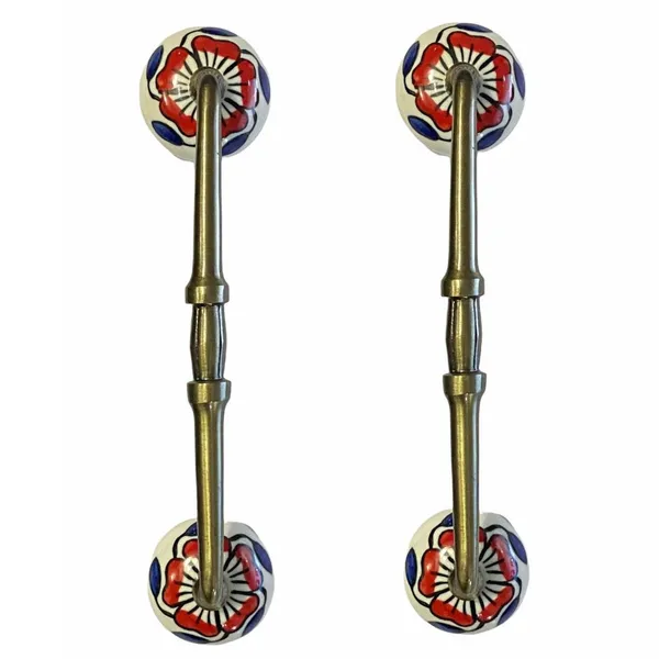 _Ceramic_Door_Handle_Gold_Antique_Finish_-_(Size_8_Inch,_Hand_Painted)_-_Pack_Of_1