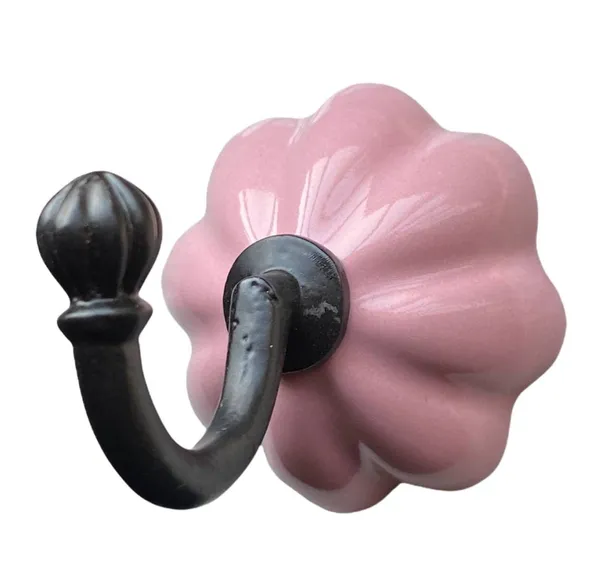 Pack_of_2_Pink_Ceramic_Metal_Wall_Hook_Hanging_Clothes_Hat_Coat_Robe_Hangers_Metal_Hook_Door_Hook_Wall_Mounted_Single_Hook_Hanger_-_Black_(Size_3.5_Inch)_(Pink)