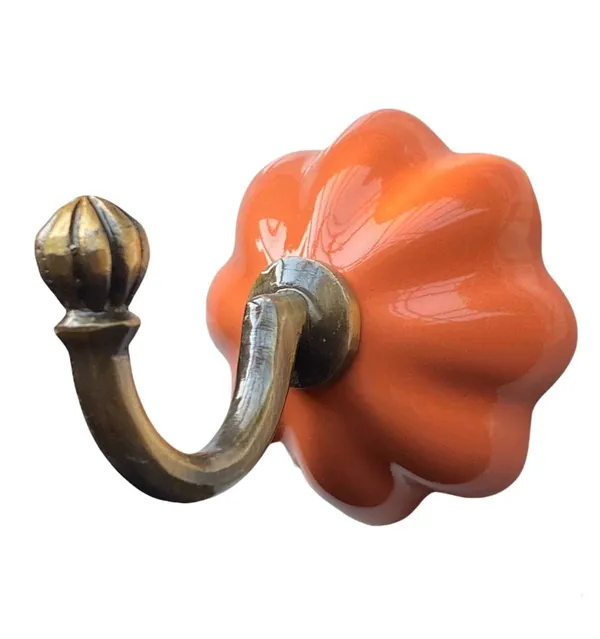 Pack_of_2_Orange_Ceramic_Metal_Wall_Hook_Hanging_Clothes_Hat_Coat_Robe_Hangers_Metal_Hook_Door_Hook_Wall_Mounted_Single_Hook_Hanger_-_Gold_Antique_(Size_3.5_Inch)_(Orange)