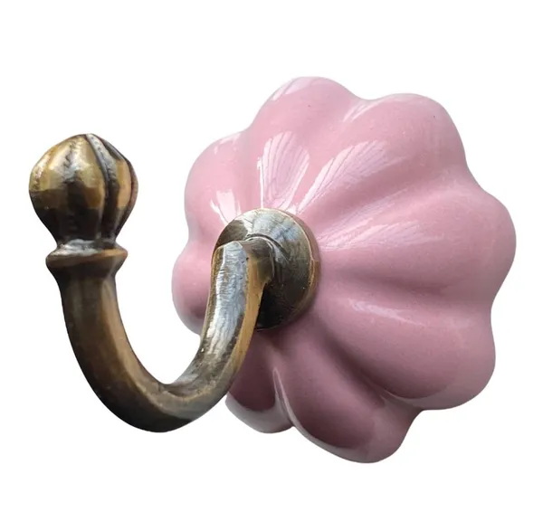 Pack_of_2_Pink_Ceramic_Metal_Wall_Hook_Hanging_Clothes_Hat_Coat_Robe_Hangers_Metal_Hook_Door_Hook_Wall_Mounted_Single_Hook_Hanger_-_Gold_Antique_(Size_3.5_Inch)_(Pink)