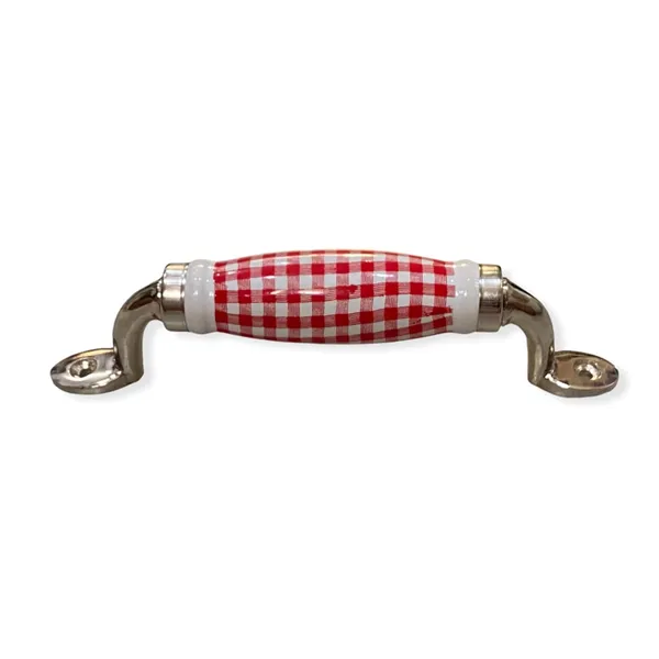 _Ceramic_Door_Handle_Silver_Finish_-_(Size_6_Inch,_White_-_Red_Check)