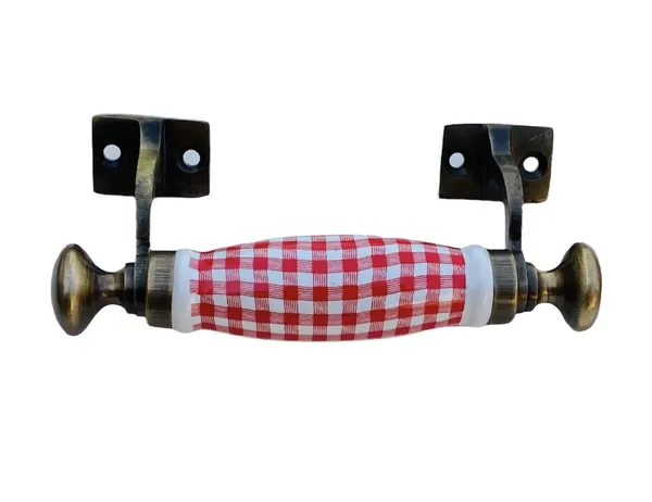 Gold,Red,White_Ceramic_Door_Handle_Gold_Antique_Finish_100%_Scratch_Proof_(Size_5.5_Inch,_White_Red_Check)_Pack_Of_1