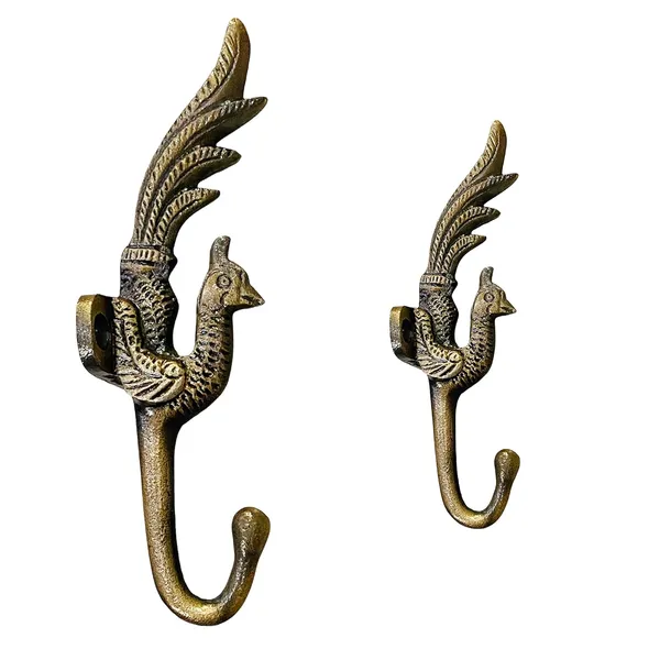 Pack_of_2_Gold_Antique_Decorative_Beautiful_Peacock_Wall_Hook_(Size_5.5_Inch)_-