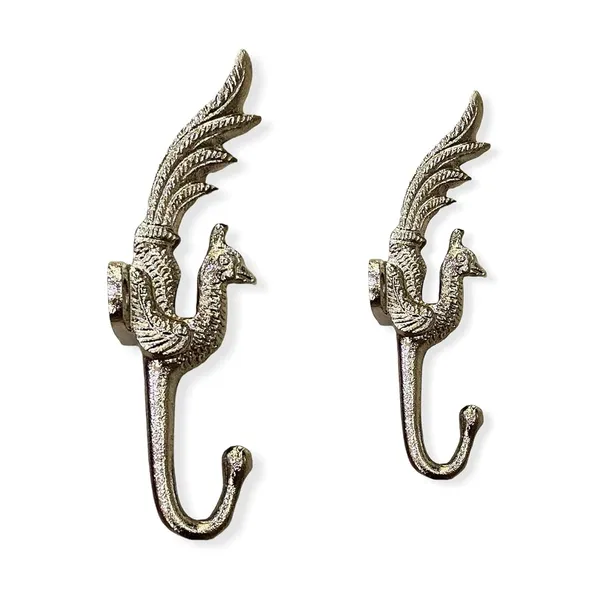 Pack_of_2_Silver_Polished_Decorative_Beautiful_Peacock_Wall_Hook_(Size_5.5_Inch)_-