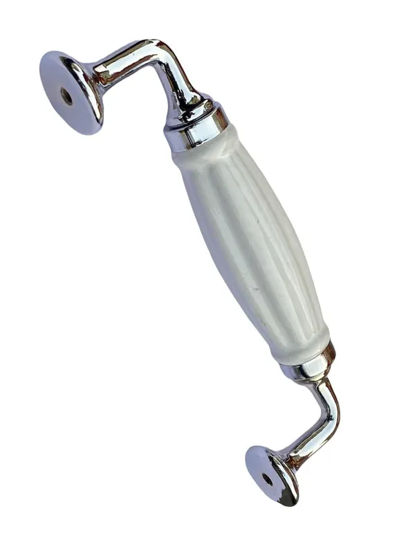 Melon_White_Ceramic_Door_Handle_Chrome_Finish_-_Scratch_Proof_100%_(Size_6_Inch)