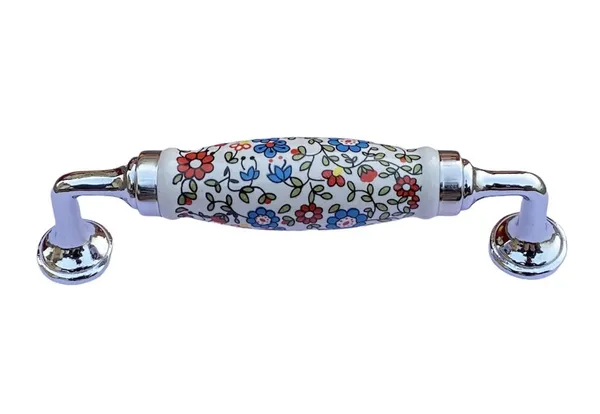 Chrome_Ceramic_Door_Handle_Chrome_Finish_-_Scratch_Proof_100%_(Size_6_Inch,_Multi_Flower_Hand_Painted)