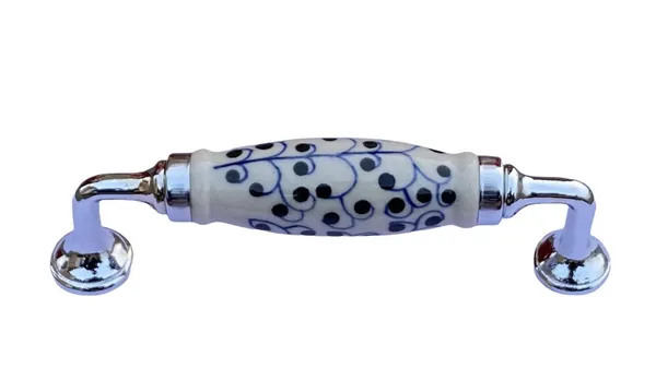 Flower_Hand_Painted_Ceramic_Door_Handle_Chrome_Finish_-_Scratch_Proof_100%_(Size_6_Inch)