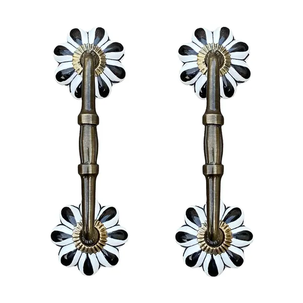 _Ceramic_Door_Handle_Gold_Antique_Finish_-_(Size_6_Inch,_Hand_Painted)_-_Pack_Of_1_-_Hole_To_Hole_4_Inch