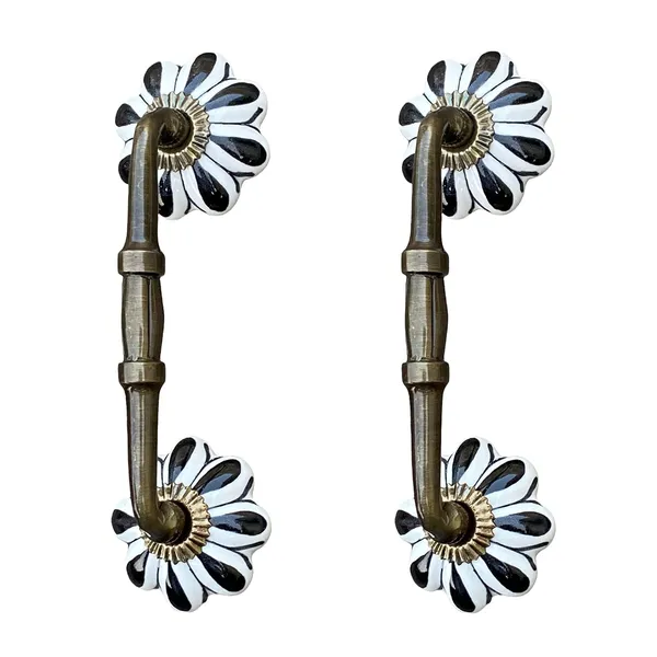 _Ceramic_Door_Handle_Gold_Antique_Finish_-_(Size_6_Inch,_Hand_Painted)_-_Pack_Of_1_-_Hole_To_Hole_4_Inch