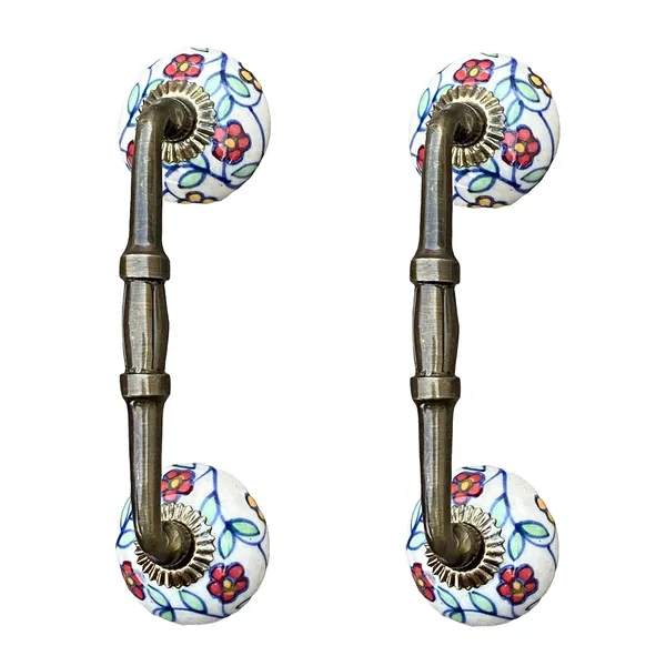 Ceramic_Door_Handle_Gold_Antique_Finish_-_(Size_6_Inch,_Hand_Painted)_-_Pack_Of_1_-_Hole_To_Hole_4_Inch