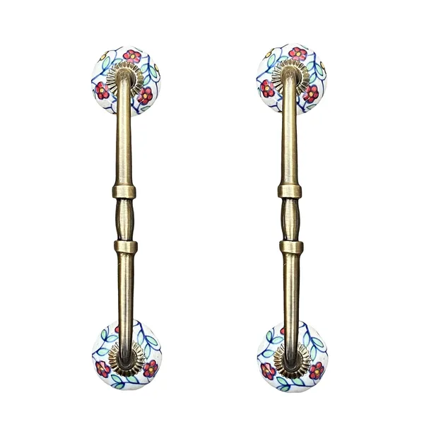 Ceramic_Door_Handle_Gold_Antique_Finish_-_(Size_8_Inch,_Hand_Painted)_-_Pack_Of_1_-_Hole_To_Hole_6_Inch