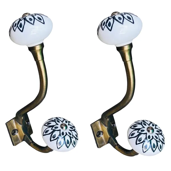 Pack_of_2_Ceramic_Metal_Wall_Hooks_-_Gold_Antique_Finish_(Size_6_Inch,_White_Hand_Painted)_(10_Wall_Hook)_-__()