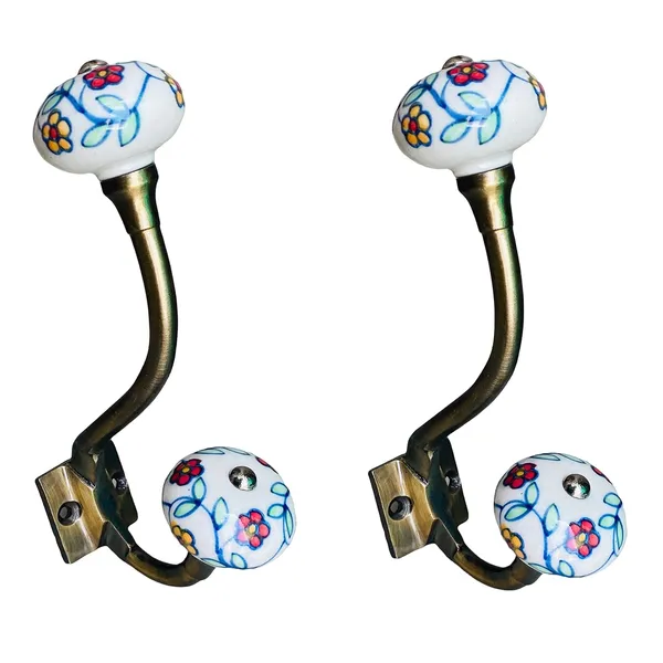 Pack_of_2__Ceramic_Metal_Wall_Hooks_-_Gold_Antique_Finish_(Size_6_Inch,_White_Hand_Painted)_(9_Wall_Hook)