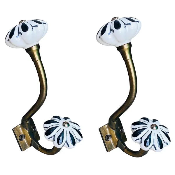 Pack_of_2_Ceramic_Metal_Wall_Hooks_-_Gold_Antique_Finish_(Size_6_Inch,_White_Hand_Painted)_(8_Wall_Hook)_-__()