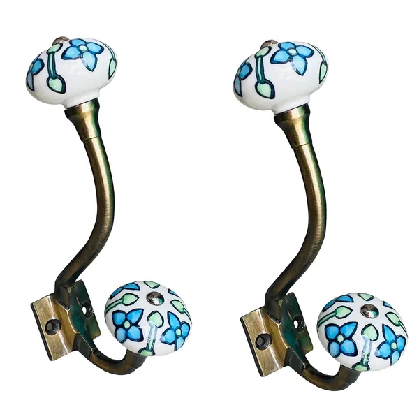 Pack_of_2__Ceramic_Metal_Wall_Hooks_-_Gold_Antique_Finish_(Size_6_Inch,_White_Hand_Painted)_(6_Wall_Hook)