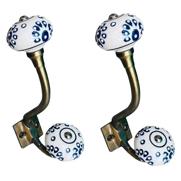 Pack_of_2__Ceramic_Metal_Wall_Hooks_-_Gold_Antique_Finish_(Size_6_Inch,_White_Hand_Painted)_(5_Wall_Hook)