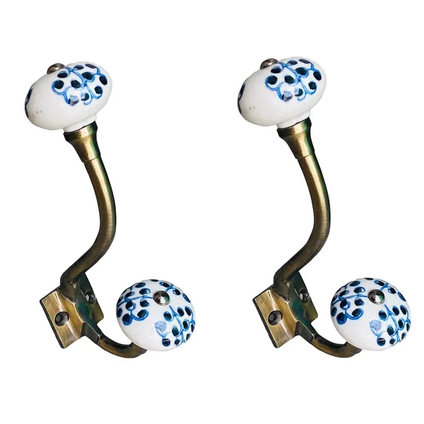 Pack_of_2__Ceramic_Metal_Wall_Hooks_-_Gold_Antique_Finish_(Size_6_Inch,_White_Hand_Painted)_(1_Wall_Hook)