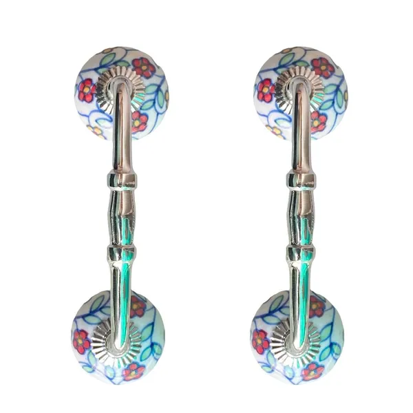 Ceramic_Door_Handle_Silver_Finish_-_(Size_6_Inch,_Hand_Painted)_-_Pack_Of_1_-_Hole_To_Hole_4_Inch
