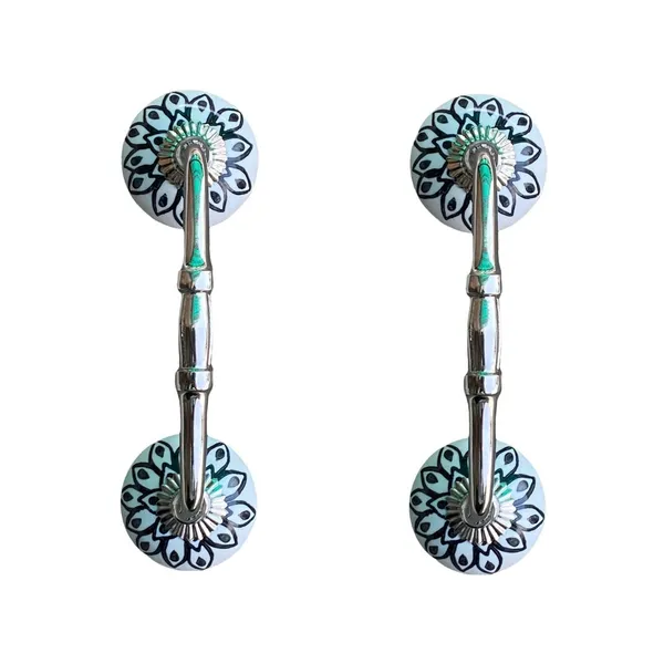 Ceramic_Door_Handle_Silver_Finish_-_(Size_6_Inch,_Hand_Painted)_-_Pack_Of_1_-_Hole_To_Hole_4_Inch