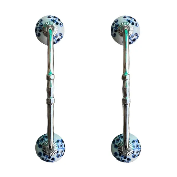 Ceramic_Door_Handle_Silver_Finish_-_(Size_8_Inch,_Hand_Painted)_-_Pack_Of_1_-_Hole_To_Hole_6_Inch