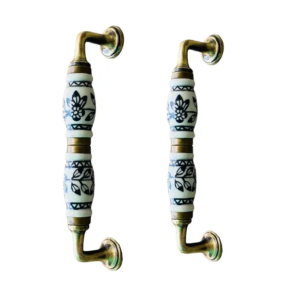 Ceramic_Door_Handle_Gold_Antique_Finish_-_(Size_7_Inch)_-_Pack_Of_1_-_Hole_To_Hole_6_Inch_(1._Hand_Painted)