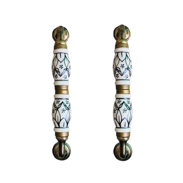 Ceramic_Door_Handle_Gold_Antique_Finish_-_(Size_7_Inch)_-_Pack_Of_1_-_Hole_To_Hole_6_Inch_(2._Hand_Painted)