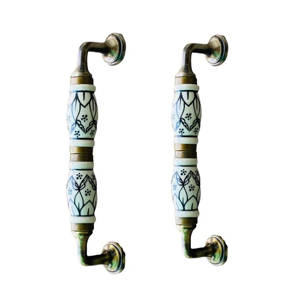 Ceramic_Door_Handle_Gold_Antique_Finish_-_(Size_7_Inch)_-_Pack_Of_1_-_Hole_To_Hole_6_Inch_(2._Hand_Painted)