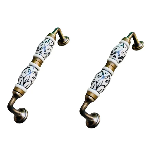 Ceramic_Door_Handle_Gold_Antique_Finish_-_(Size_7_Inch)_-_Pack_Of_1_-_Hole_To_Hole_6_Inch_(2._Hand_Painted)