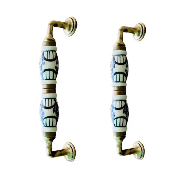 Ceramic_Door_Handle_Gold_Antique_Finish_-_(Size_7_Inch)_-_Pack_Of_1_-_Hole_To_Hole_6_Inch_(3._Hand_Painted)