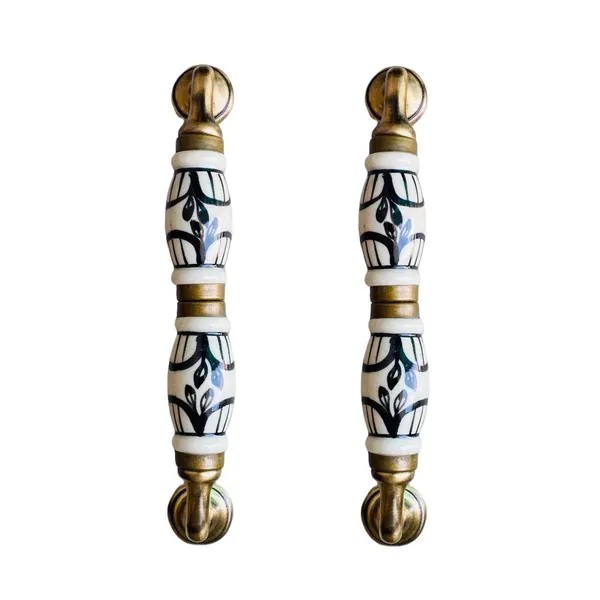Ceramic_Door_Handle_Gold_Antique_Finish_-_(Size_7_Inch)_-_Pack_Of_1_-_Hole_To_Hole_6_Inch_(3._Hand_Painted)