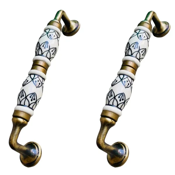 Multicolor_Ceramic_Door_Handle_Gold_Antique_Finish_-_(Size_7_Inch)_-_Pack_Of_1_-_Hole_To_Hole_6_Inch_(4._Hand_Painted)