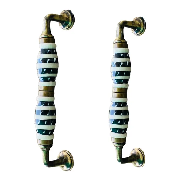 Ceramic_Door_Handle_Gold_Antique_Finish_-_(Size_7_Inch)_-_Pack_Of_1_-_Hole_To_Hole_6_Inch_(5._Hand_Painted)