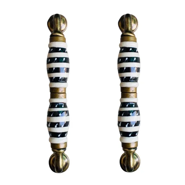 Ceramic_Door_Handle_Gold_Antique_Finish_-_(Size_7_Inch)_-_Pack_Of_1_-_Hole_To_Hole_6_Inch_(5._Hand_Painted)