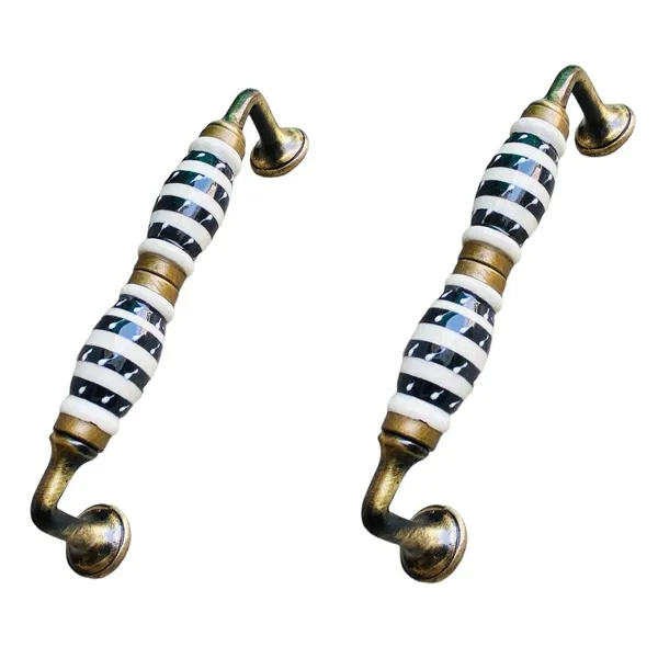 Ceramic_Door_Handle_Gold_Antique_Finish_-_(Size_7_Inch)_-_Pack_Of_1_-_Hole_To_Hole_6_Inch_(5._Hand_Painted)
