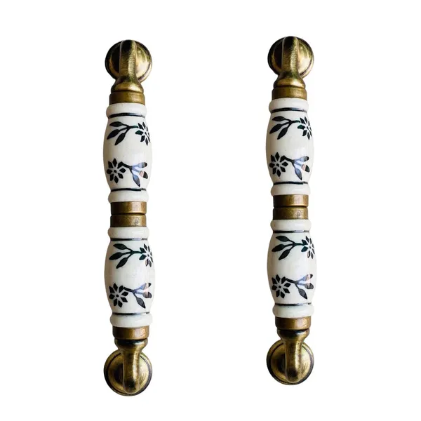 Ceramic_Door_Handle_Gold_Antique_Finish_-_(Size_7_Inch)_-_Pack_Of_1_-_Hole_To_Hole_6_Inch_(6._Hand_Painted)