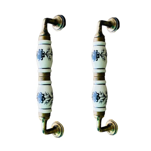 Ceramic_Door_Handle_Gold_Antique_Finish_-_(Size_7_Inch)_-_Pack_Of_1_-_Hole_To_Hole_6_Inch_(8._Hand_Painted)