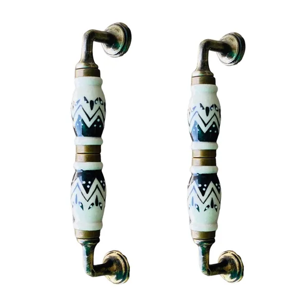 Multicolor_Ceramic_Door_Handle_Gold_Antique_Finish_-_(Size_7_Inch)_-_Pack_Of_1_-_Hole_To_Hole_6_Inch_(9._Hand_Painted)